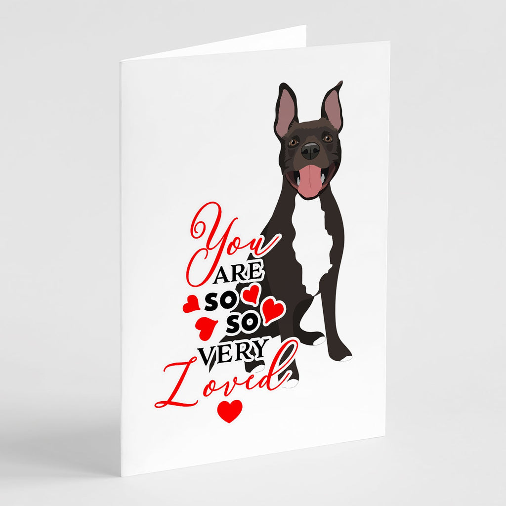 Pit Bull Black #4 so Loved Greeting Cards Pack of 8 Blank Cards with Envelopes Whimsical A7 Size 5x7