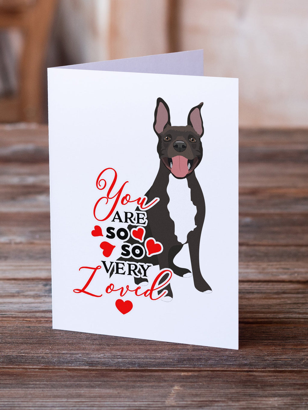 Pit Bull Black #4 so Loved Greeting Cards Pack of 8 Blank Cards with Envelopes Whimsical A7 Size 5x7