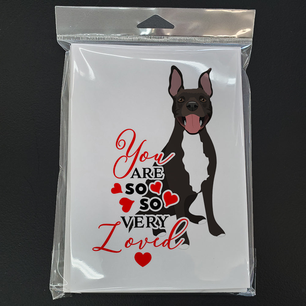 Pit Bull Black #4 so Loved Greeting Cards Pack of 8 Blank Cards with Envelopes Whimsical A7 Size 5x7