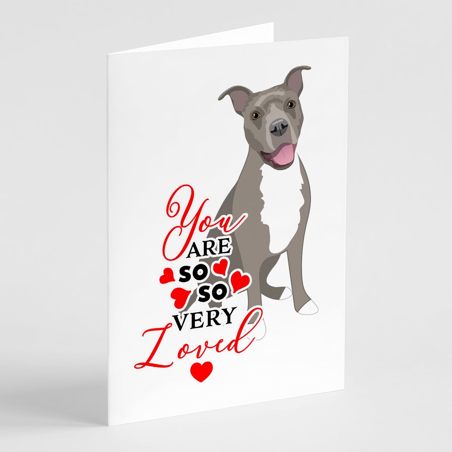 Pit Bull Blue #1 so Loved Greeting Cards Pack of 8 Blank Cards with Envelopes Whimsical A7 Size 5x7