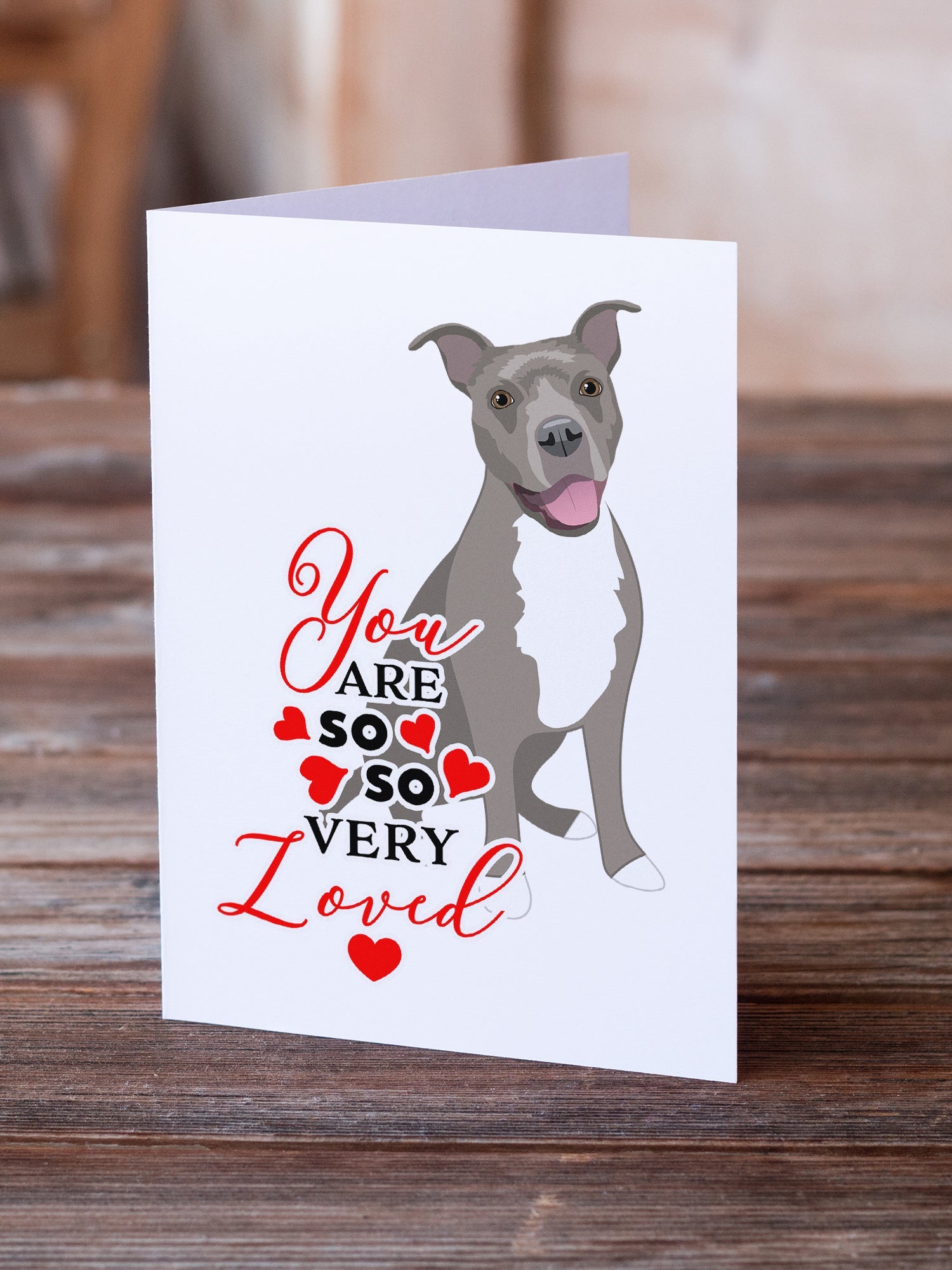 Pit Bull Blue #1 so Loved Greeting Cards Pack of 8 Blank Cards with Envelopes Whimsical A7 Size 5x7