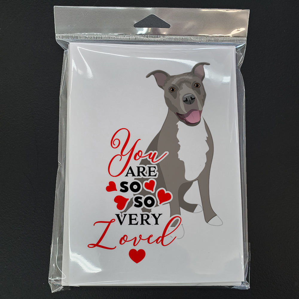 Pit Bull Blue #1 so Loved Greeting Cards Pack of 8 Blank Cards with Envelopes Whimsical A7 Size 5x7