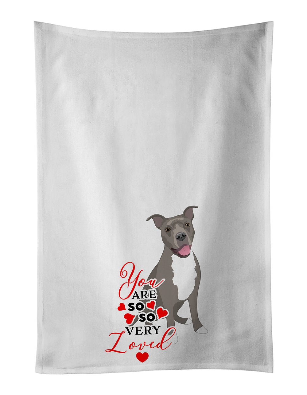 Pit Bull Blue #1 so Loved Kitchen Towel Set of 2 White Dish Towels Decorative Bathroom Hand towel for Hand, Face, Hair, Yoga, Tea, Dishcloth, 19 X 28", White