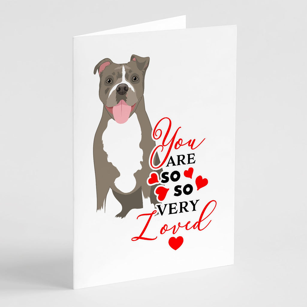 Pit Bull Blue #2 so Loved Greeting Cards Pack of 8 Blank Cards with Envelopes Whimsical A7 Size 5x7