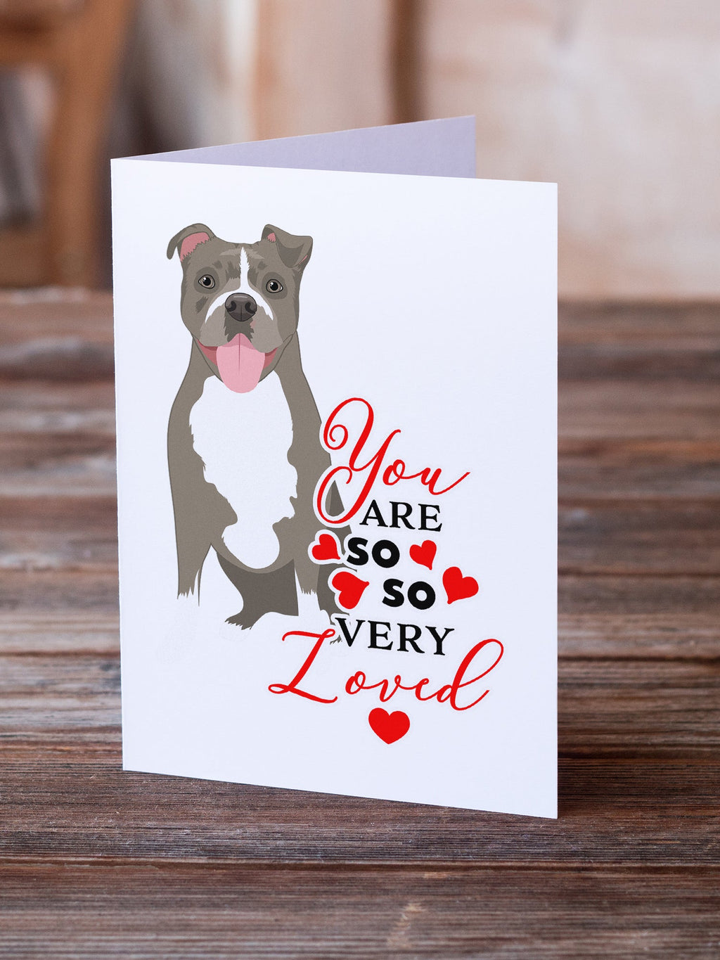 Pit Bull Blue #2 so Loved Greeting Cards Pack of 8 Blank Cards with Envelopes Whimsical A7 Size 5x7
