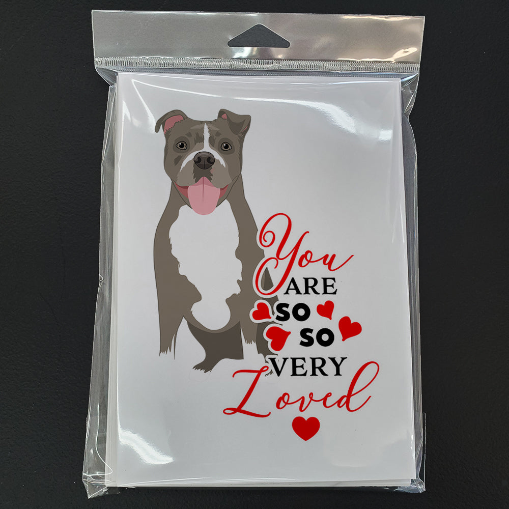 Pit Bull Blue #2 so Loved Greeting Cards Pack of 8 Blank Cards with Envelopes Whimsical A7 Size 5x7