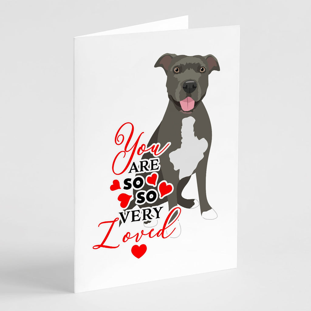 Pit Bull Blue #3 so Loved Greeting Cards Pack of 8 Blank Cards with Envelopes Whimsical A7 Size 5x7