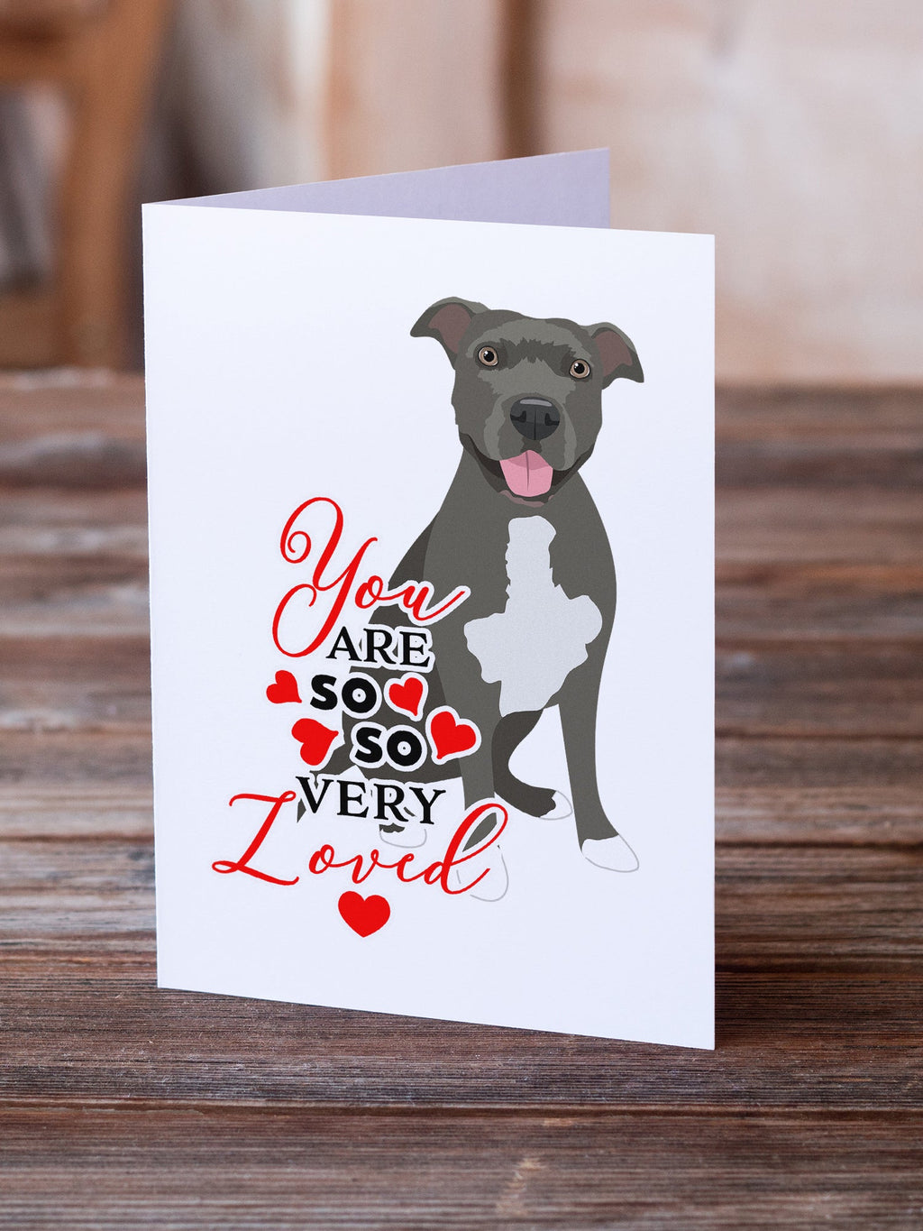 Pit Bull Blue #3 so Loved Greeting Cards Pack of 8 Blank Cards with Envelopes Whimsical A7 Size 5x7