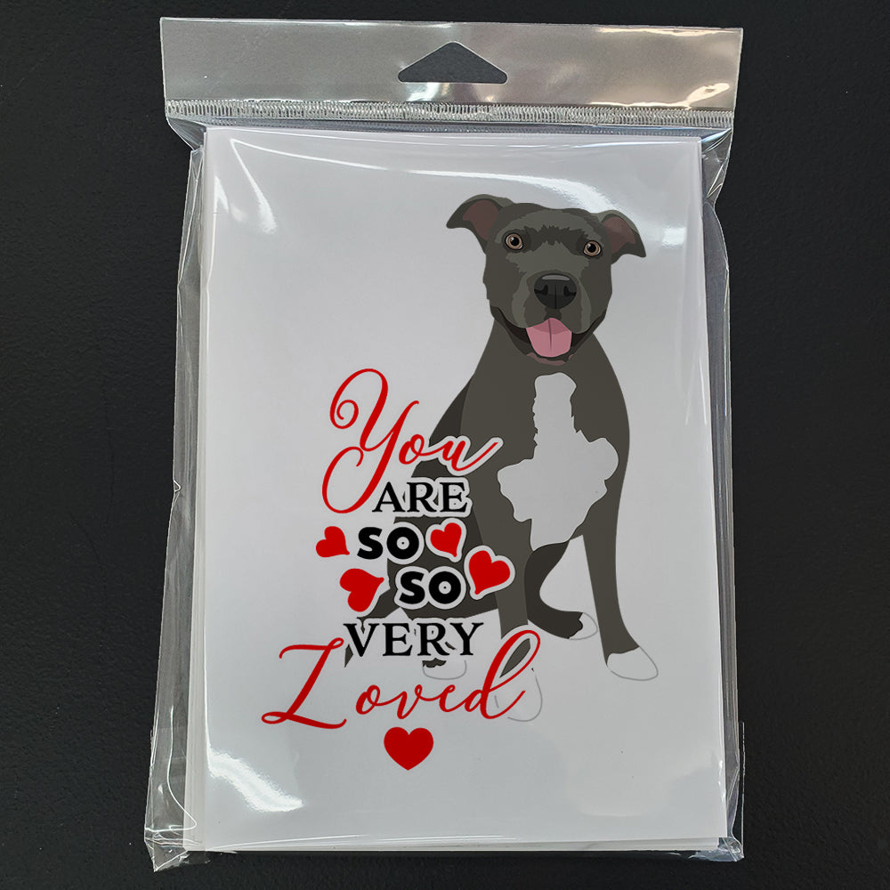 Pit Bull Blue #3 so Loved Greeting Cards Pack of 8 Blank Cards with Envelopes Whimsical A7 Size 5x7