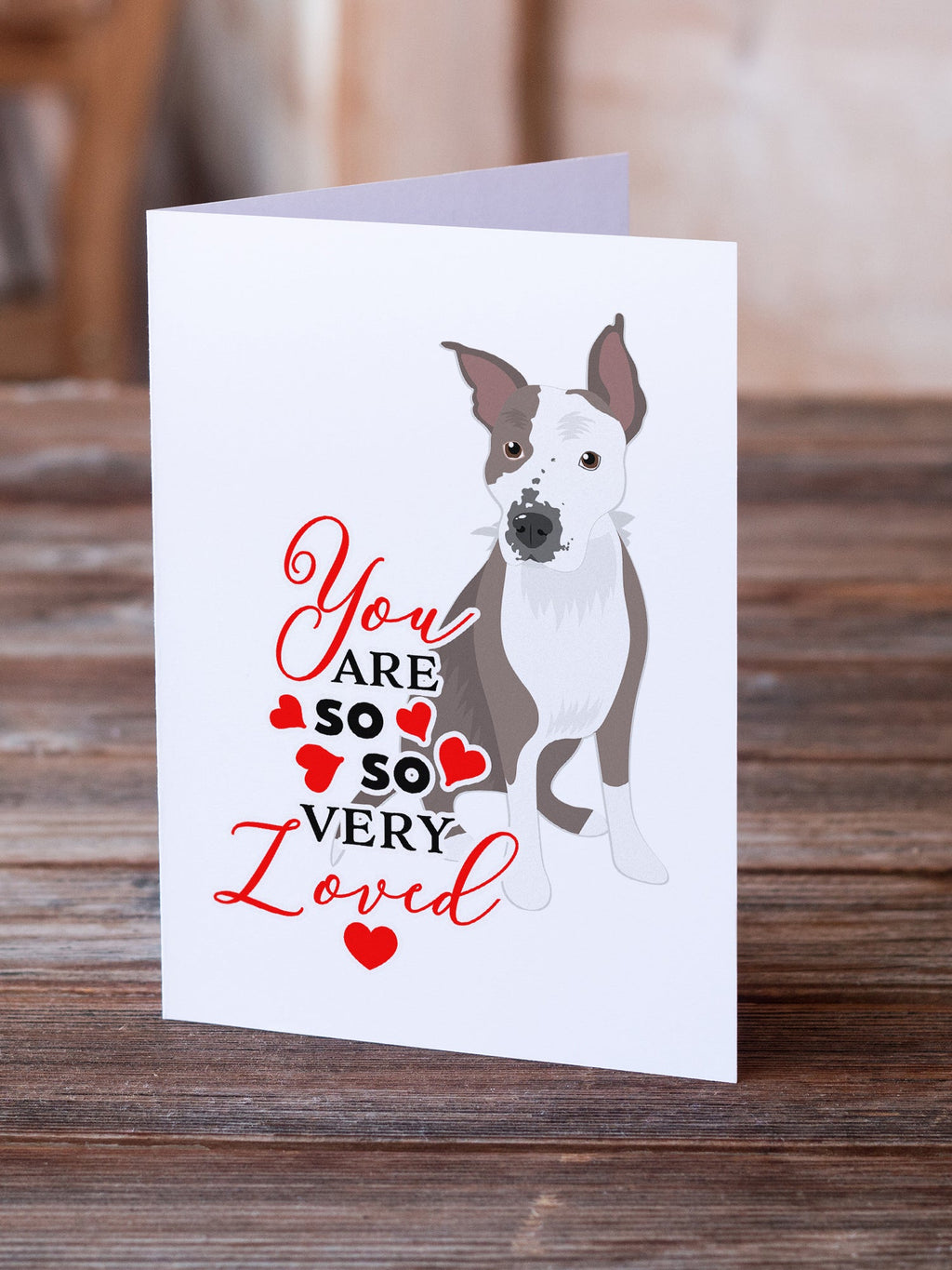 Pit Bull Blue #4 so Loved Greeting Cards Pack of 8 Blank Cards with Envelopes Whimsical A7 Size 5x7
