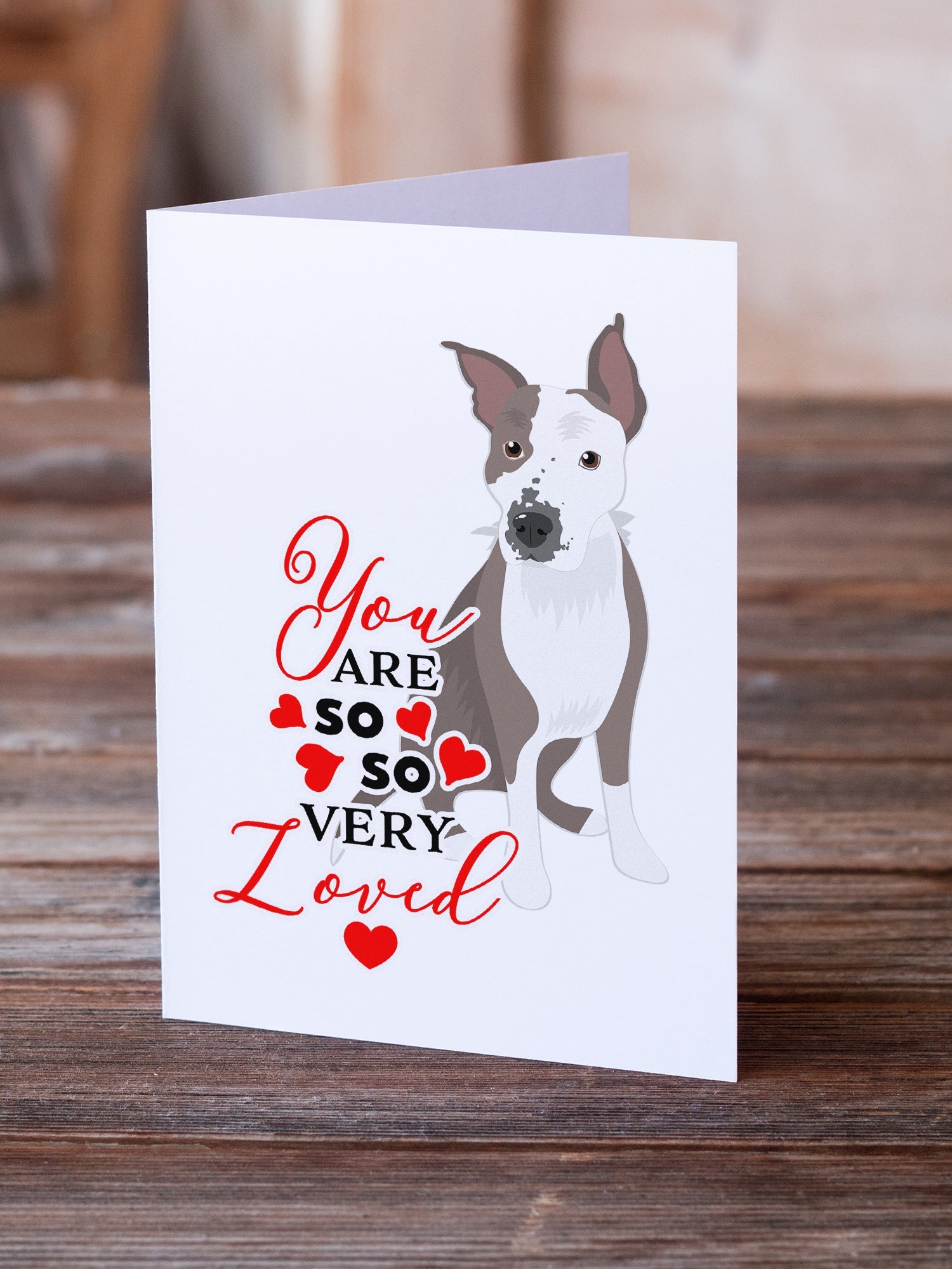 Pit Bull Blue #4 so Loved Greeting Cards Pack of 8 Blank Cards with Envelopes Whimsical A7 Size 5x7