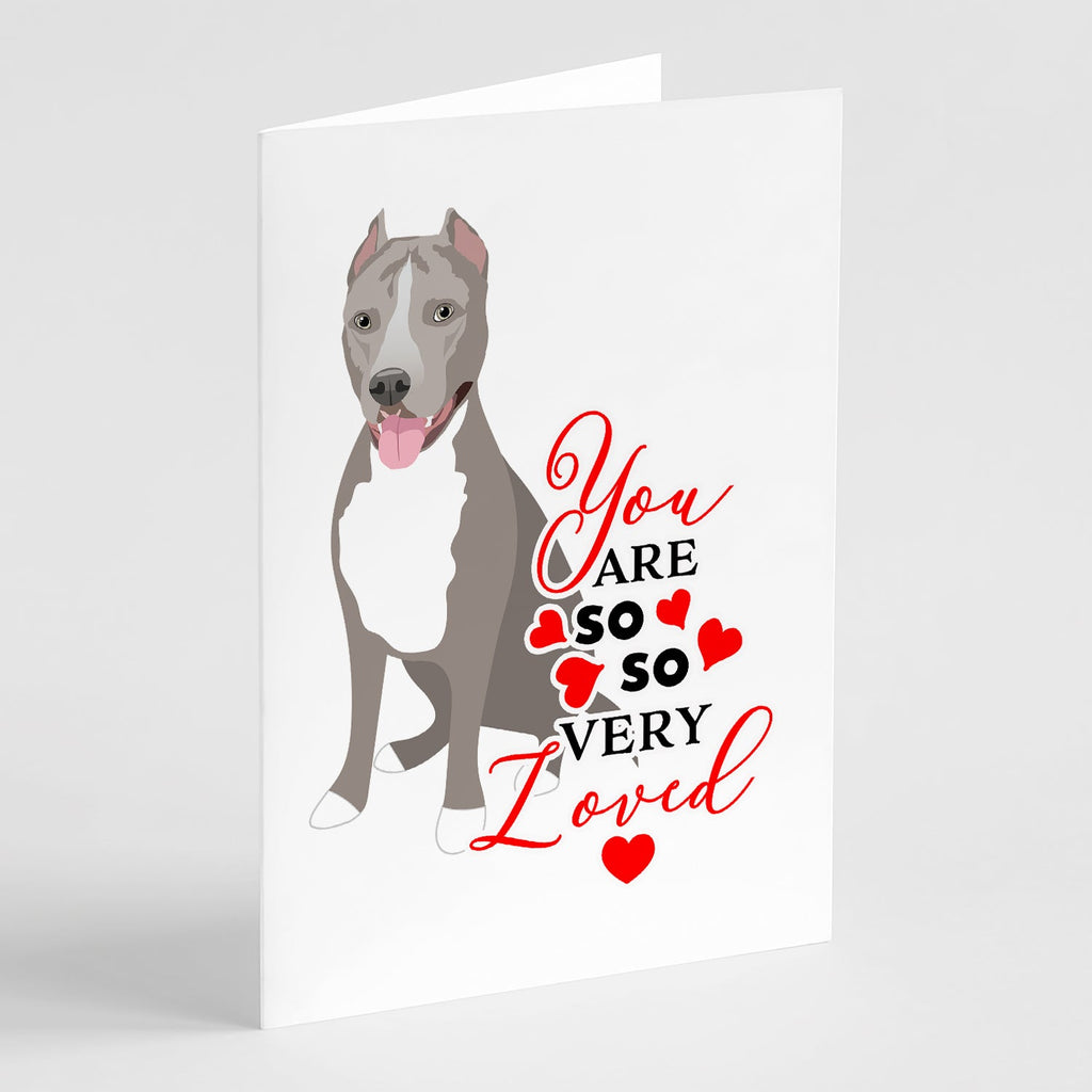 Pit Bull Blue #5 so Loved Greeting Cards Pack of 8 Blank Cards with Envelopes Whimsical A7 Size 5x7