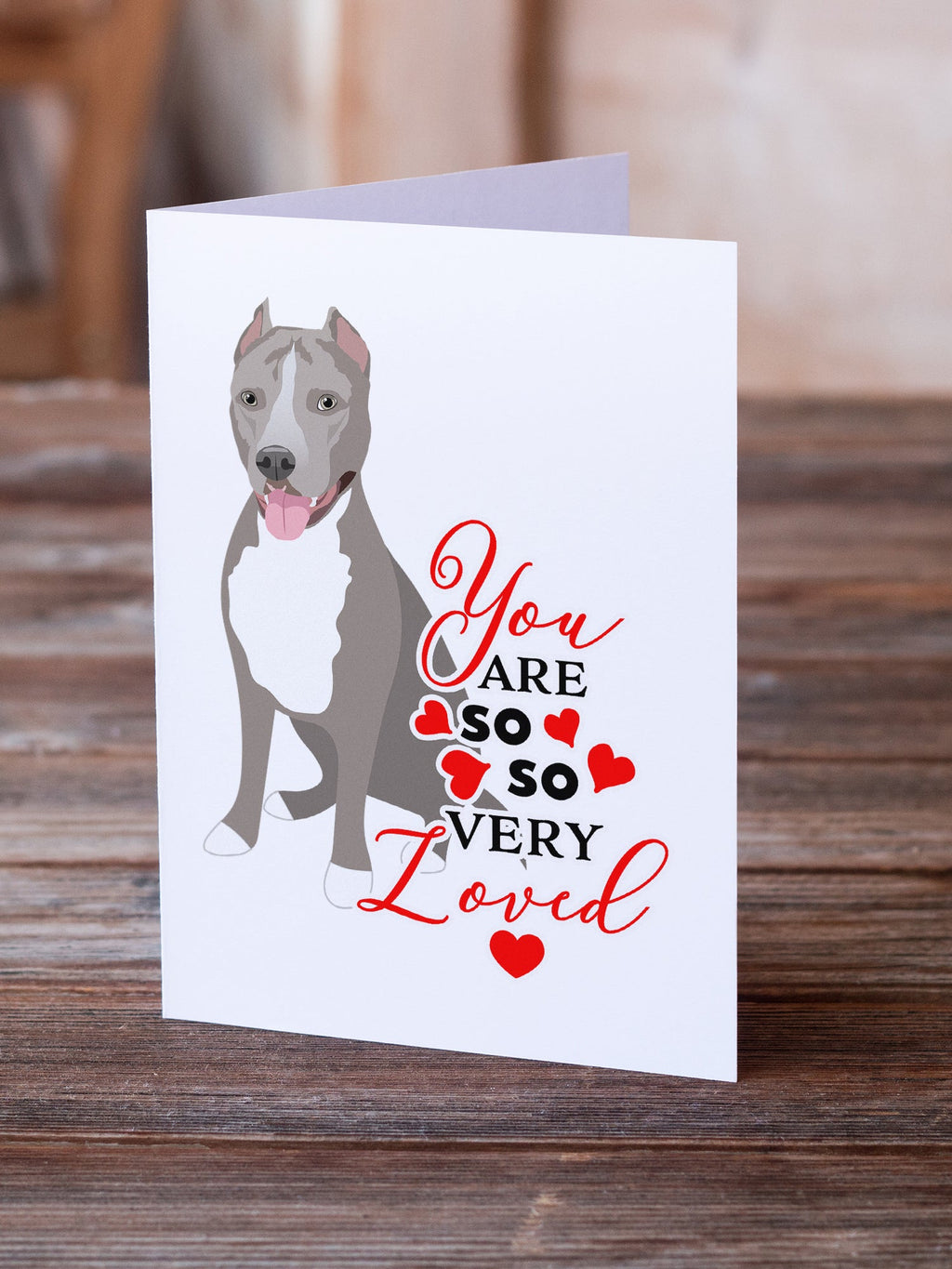 Pit Bull Blue #5 so Loved Greeting Cards Pack of 8 Blank Cards with Envelopes Whimsical A7 Size 5x7