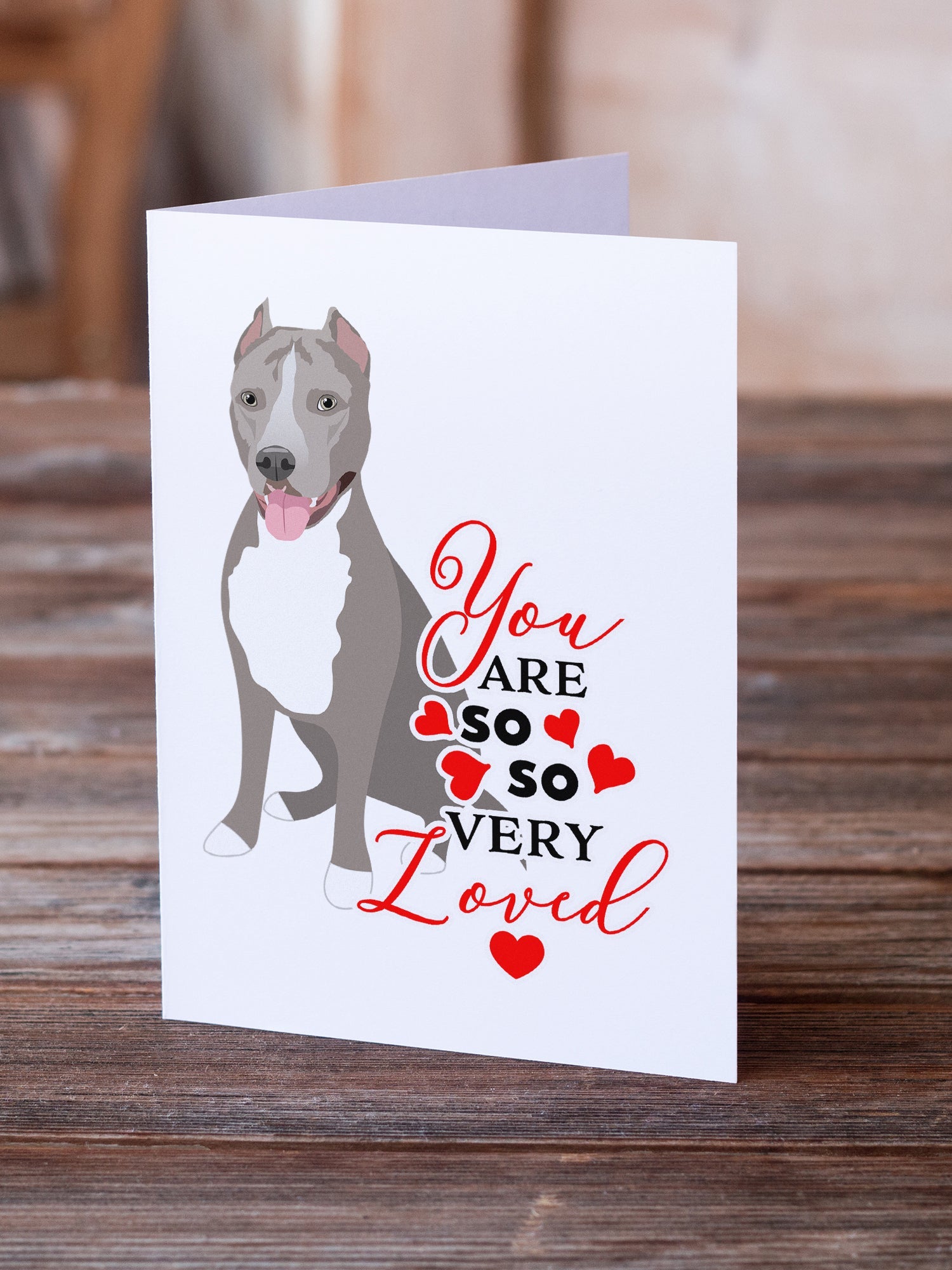 Pit Bull Blue #5 so Loved Greeting Cards Pack of 8 Blank Cards with Envelopes Whimsical A7 Size 5x7