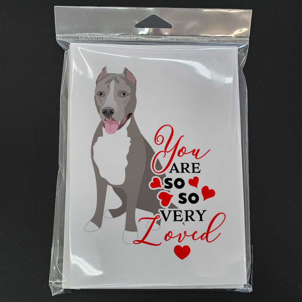 Pit Bull Blue #5 so Loved Greeting Cards Pack of 8 Blank Cards with Envelopes Whimsical A7 Size 5x7