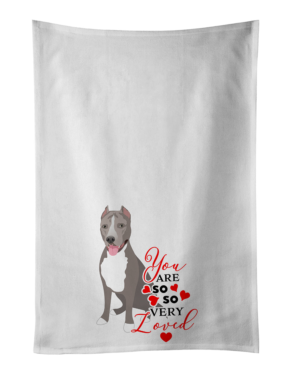 Pit Bull Blue #5 so Loved Kitchen Towel Set of 2 White Dish Towels Decorative Bathroom Hand towel for Hand, Face, Hair, Yoga, Tea, Dishcloth, 19 X 28", White