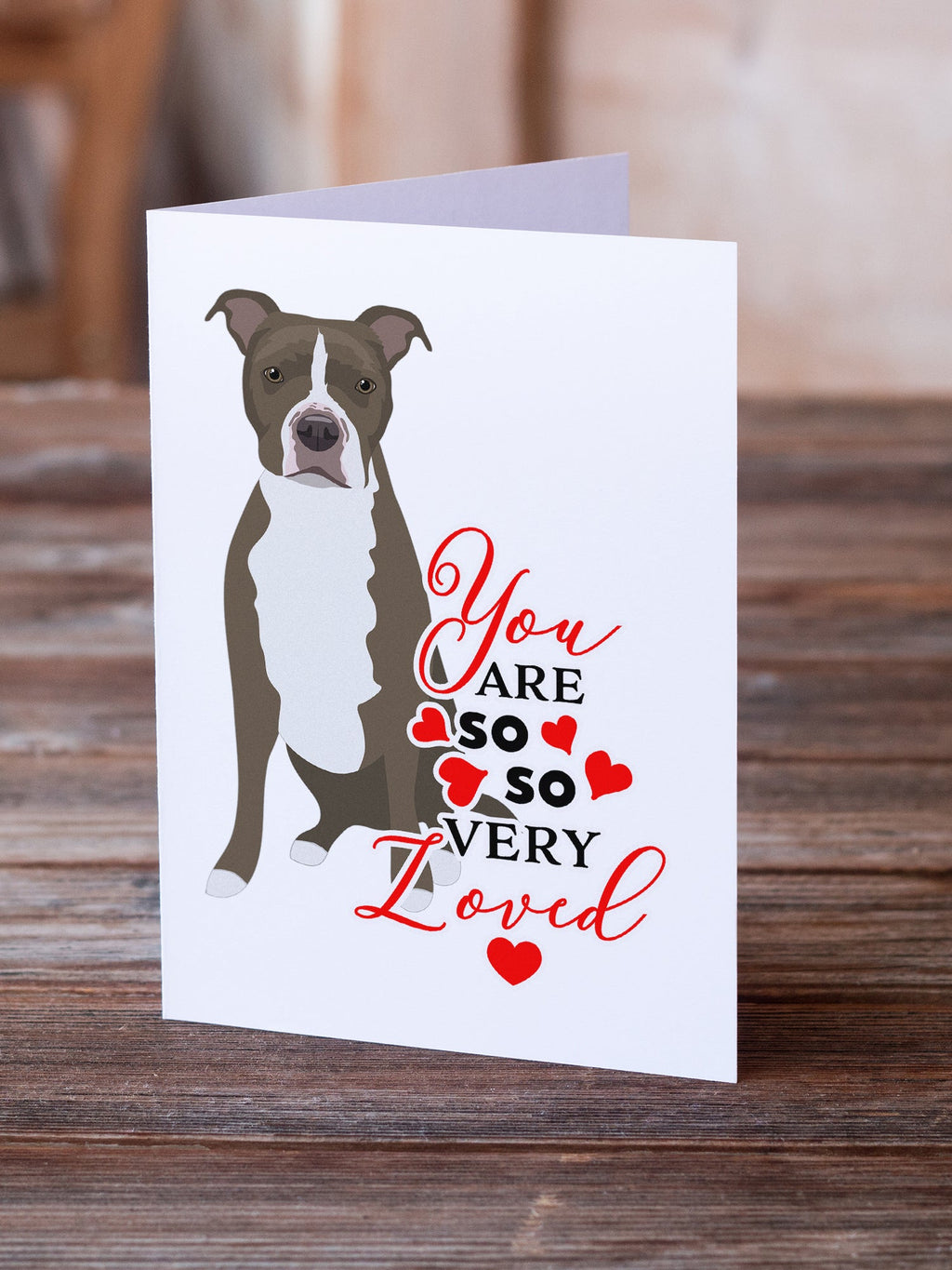 Pit Bull Blue #6 so Loved Greeting Cards Pack of 8 Blank Cards with Envelopes Whimsical A7 Size 5x7