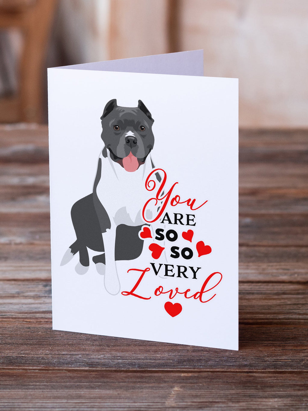 Pit Bull Blue #7 so Loved Greeting Cards Pack of 8 Blank Cards with Envelopes Whimsical A7 Size 5x7