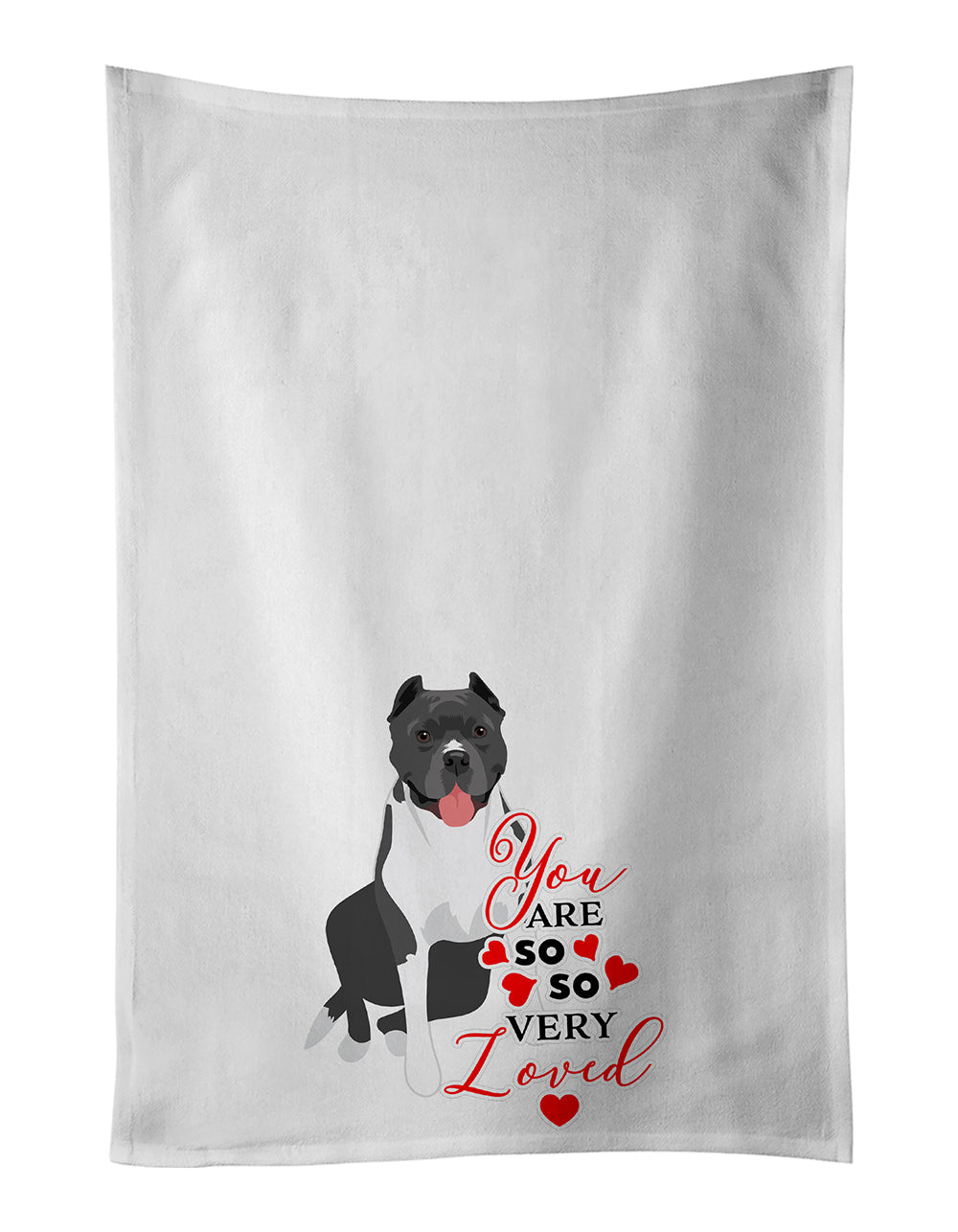 Pit Bull Blue #7 so Loved Kitchen Towel Set of 2 White Dish Towels Decorative Bathroom Hand towel for Hand, Face, Hair, Yoga, Tea, Dishcloth, 19 X 28", White