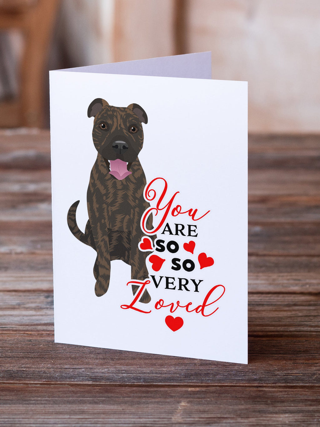 Pit Bull Brindle #1 so Loved Greeting Cards Pack of 8 Blank Cards with Envelopes Whimsical A7 Size 5x7