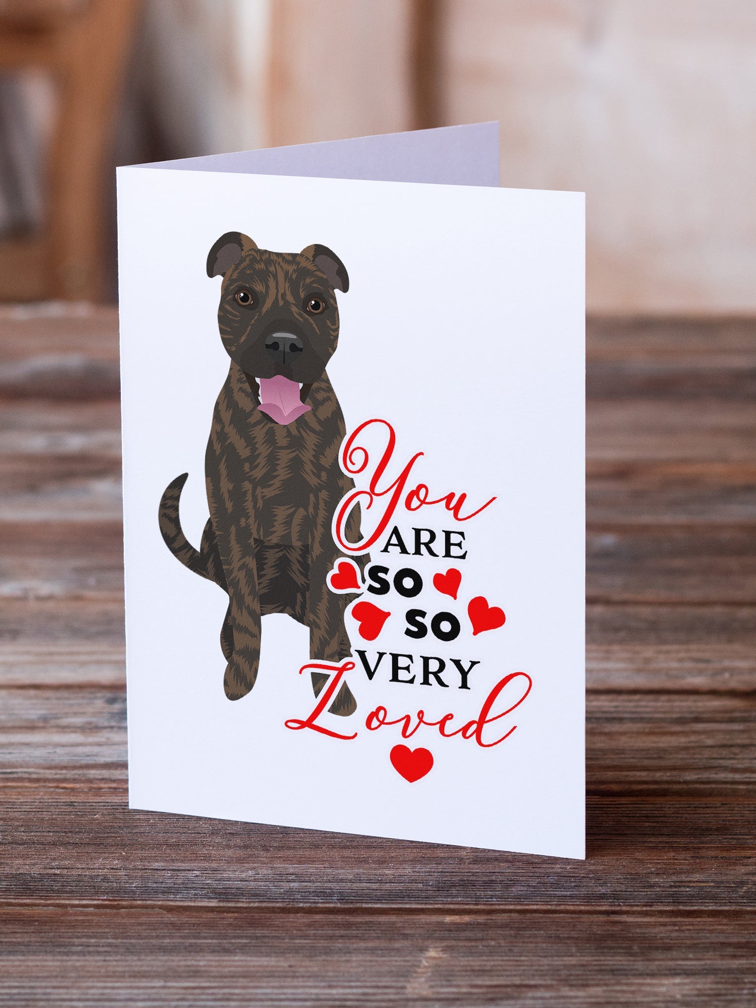 Pit Bull Brindle #1 so Loved Greeting Cards Pack of 8 Blank Cards with Envelopes Whimsical A7 Size 5x7