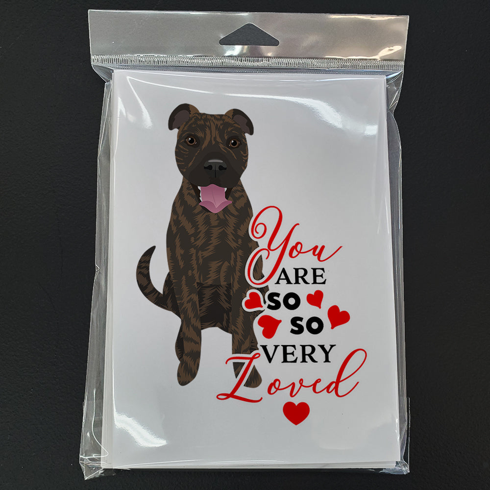 Pit Bull Brindle #1 so Loved Greeting Cards Pack of 8 Blank Cards with Envelopes Whimsical A7 Size 5x7