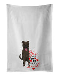 Pit Bull Brindle #1 so Loved Kitchen Towel Set of 2 White Dish Towels Decorative Bathroom Hand towel for Hand, Face, Hair, Yoga, Tea, Dishcloth, 19 X 28", White