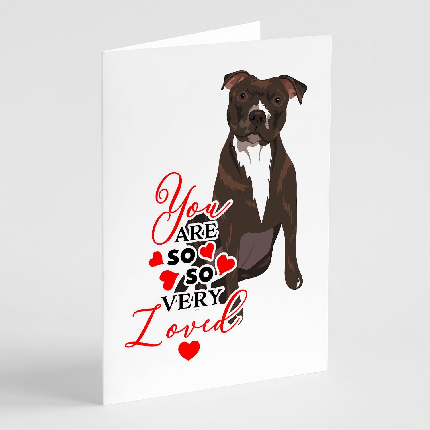 Pit Bull Brindle #2 so Loved Greeting Cards Pack of 8 Blank Cards with Envelopes Whimsical A7 Size 5x7