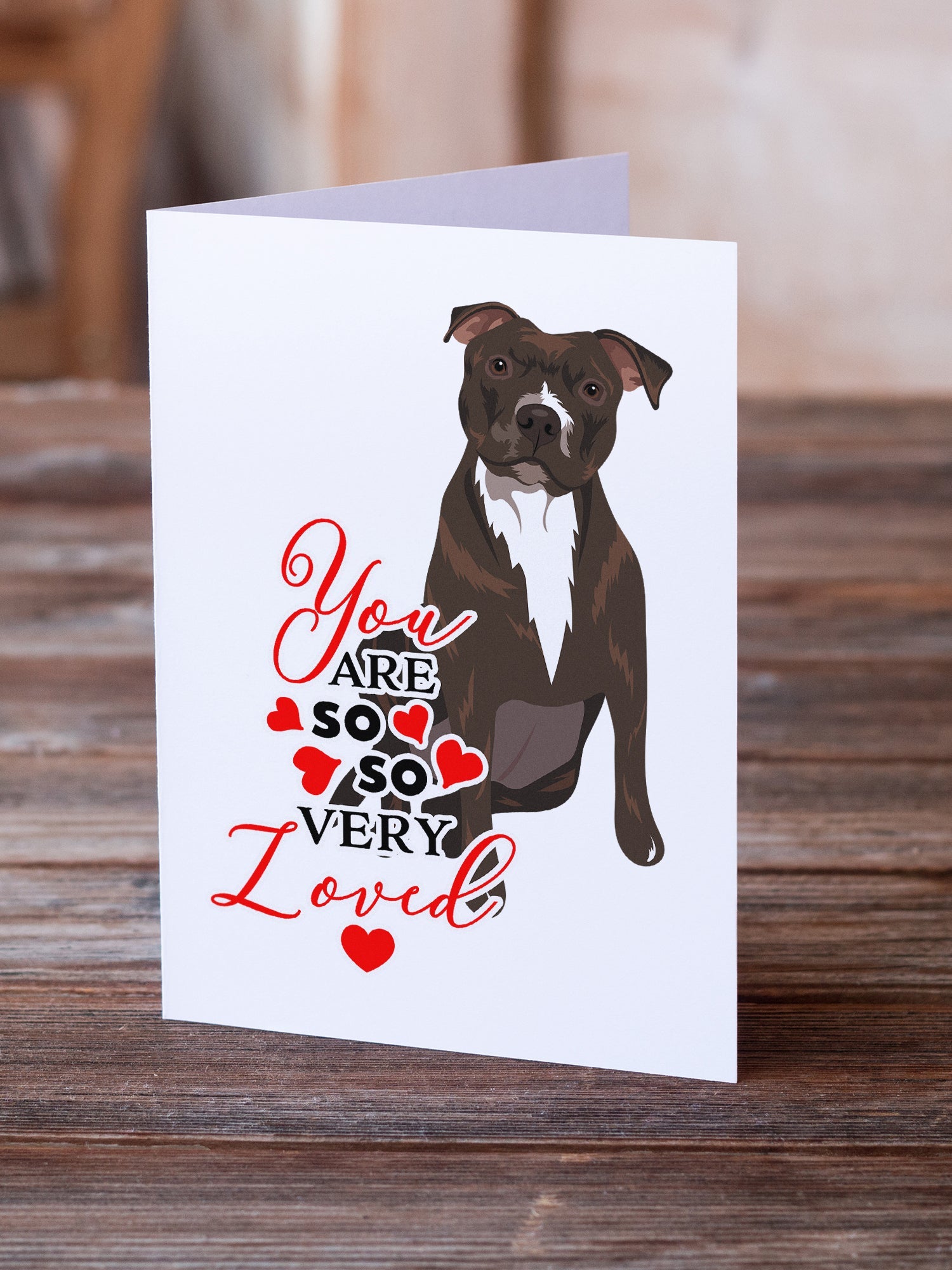 Pit Bull Brindle #2 so Loved Greeting Cards Pack of 8 Blank Cards with Envelopes Whimsical A7 Size 5x7