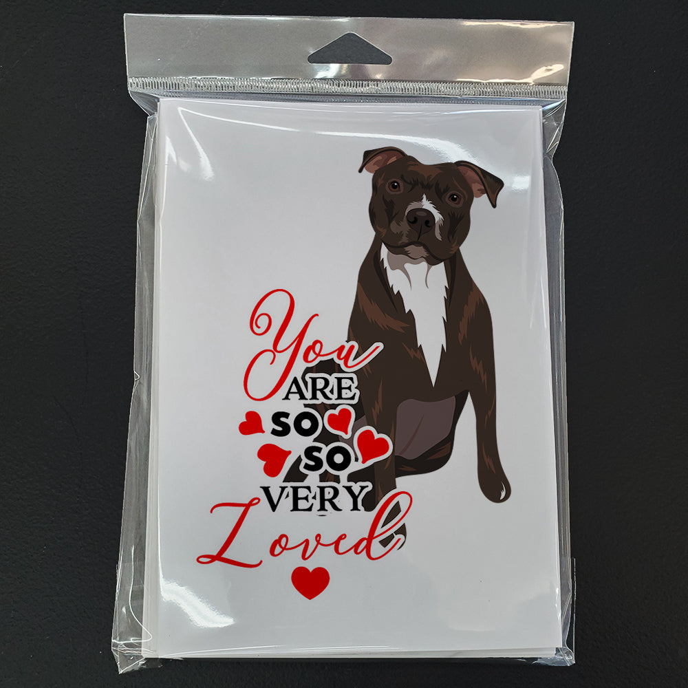 Pit Bull Brindle #2 so Loved Greeting Cards Pack of 8 Blank Cards with Envelopes Whimsical A7 Size 5x7