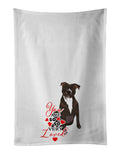 Pit Bull Brindle #2 so Loved Kitchen Towel Set of 2 White Dish Towels Decorative Bathroom Hand towel for Hand, Face, Hair, Yoga, Tea, Dishcloth, 19 X 28", White