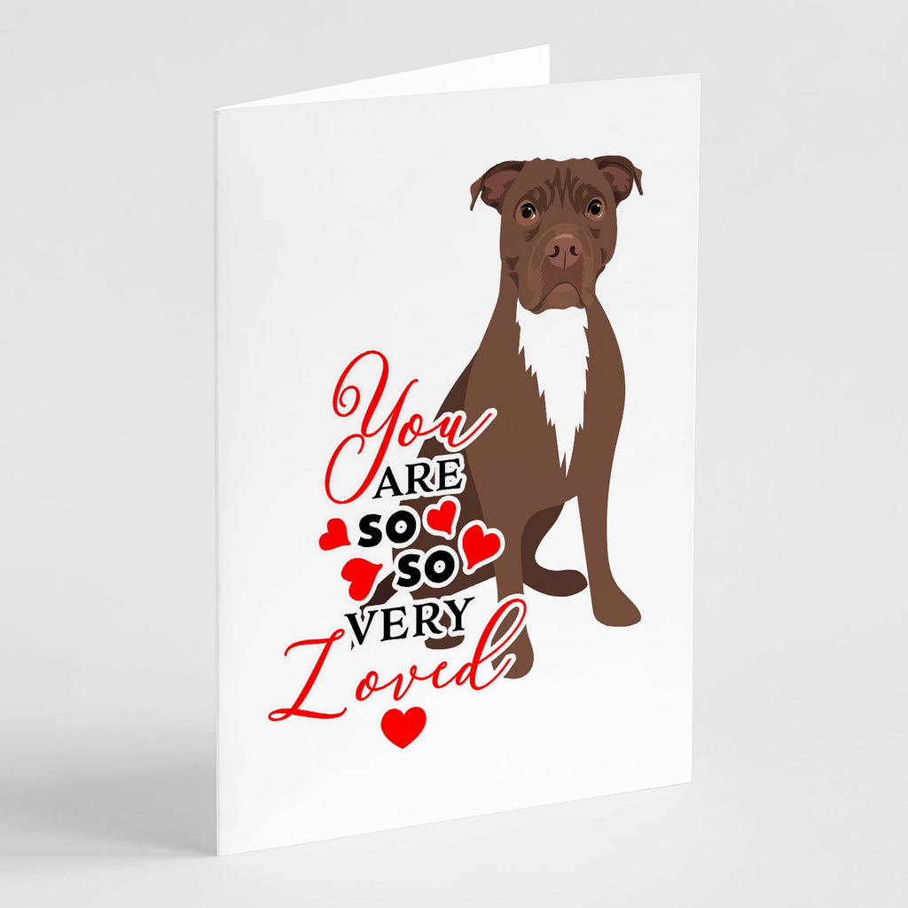 Pit Bull Chocolate so Loved Greeting Cards Pack of 8 Blank Cards with Envelopes Whimsical A7 Size 5x7