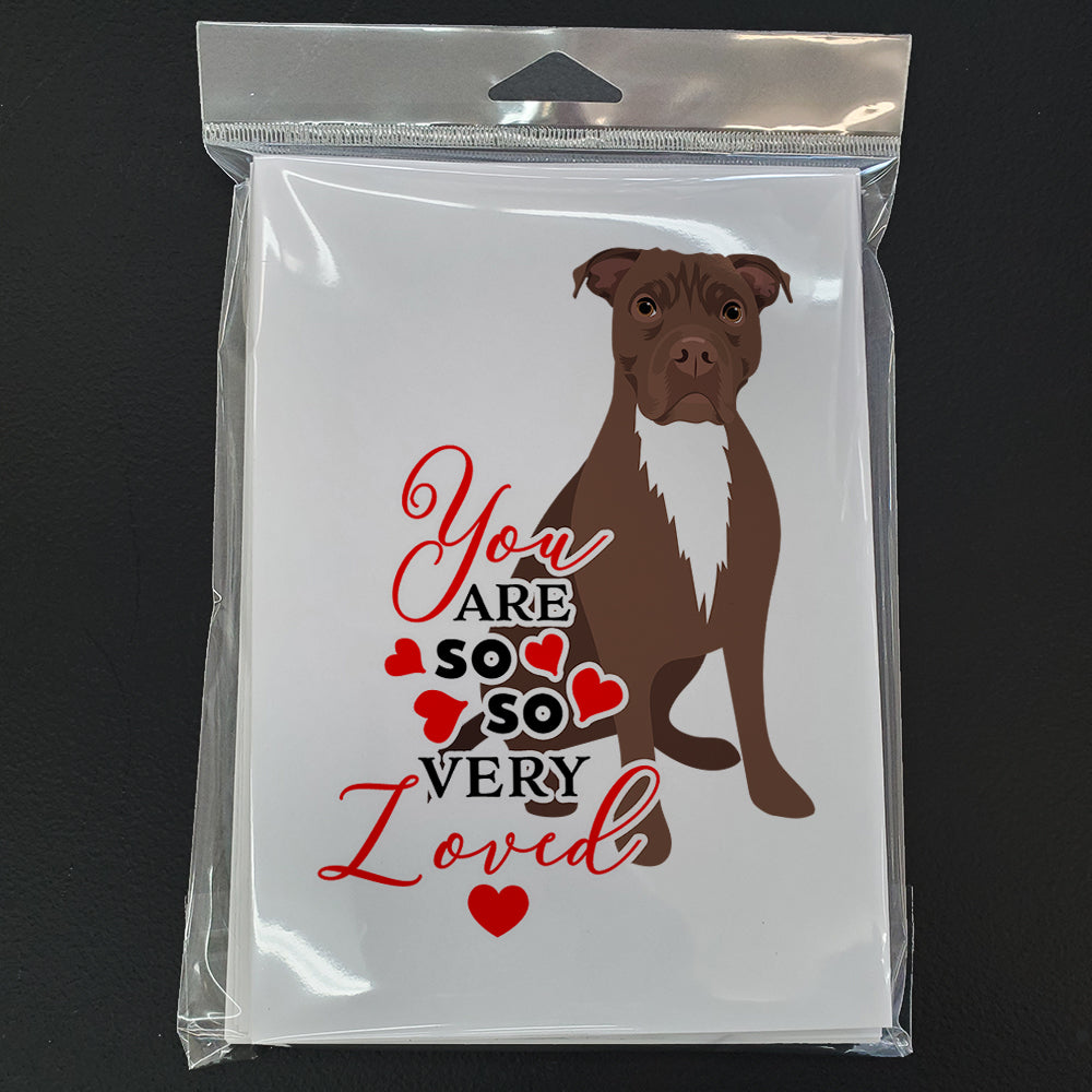 Pit Bull Chocolate so Loved Greeting Cards Pack of 8 Blank Cards with Envelopes Whimsical A7 Size 5x7