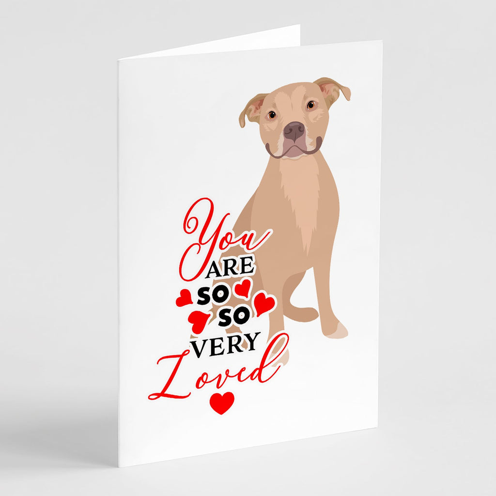 Pit Bull Fawn #1 so Loved Greeting Cards Pack of 8 Blank Cards with Envelopes Whimsical A7 Size 5x7