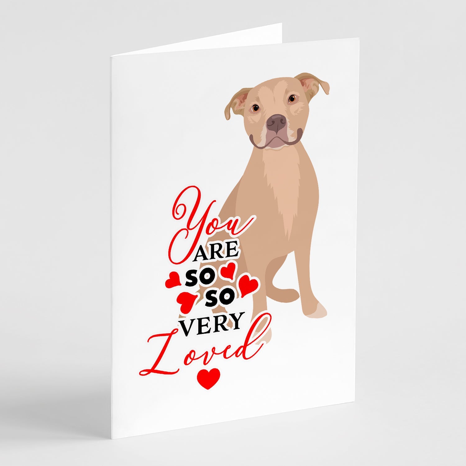 Pit Bull Fawn #1 so Loved Greeting Cards Pack of 8 Blank Cards with Envelopes Whimsical A7 Size 5x7