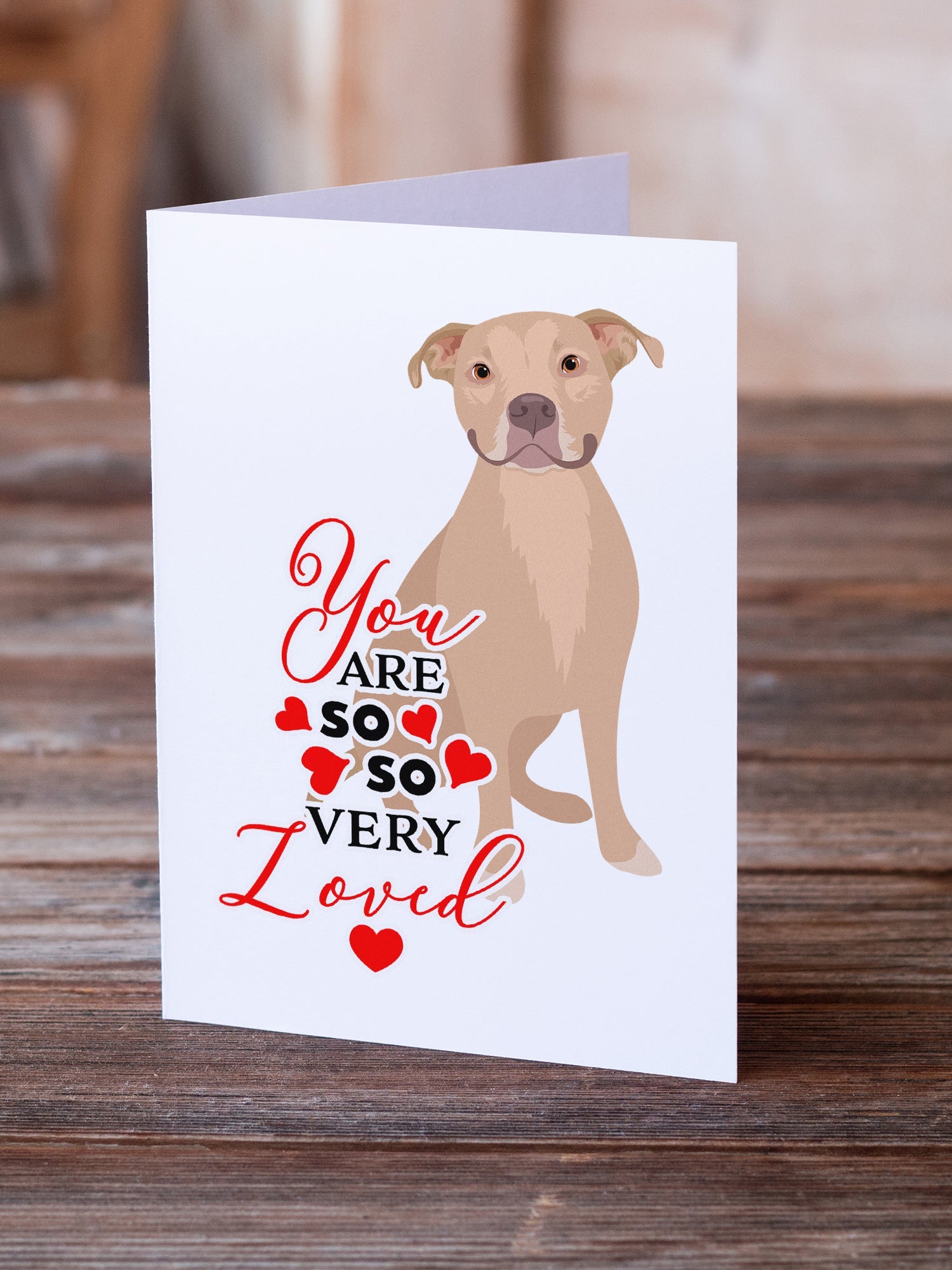 Pit Bull Fawn #1 so Loved Greeting Cards Pack of 8 Blank Cards with Envelopes Whimsical A7 Size 5x7