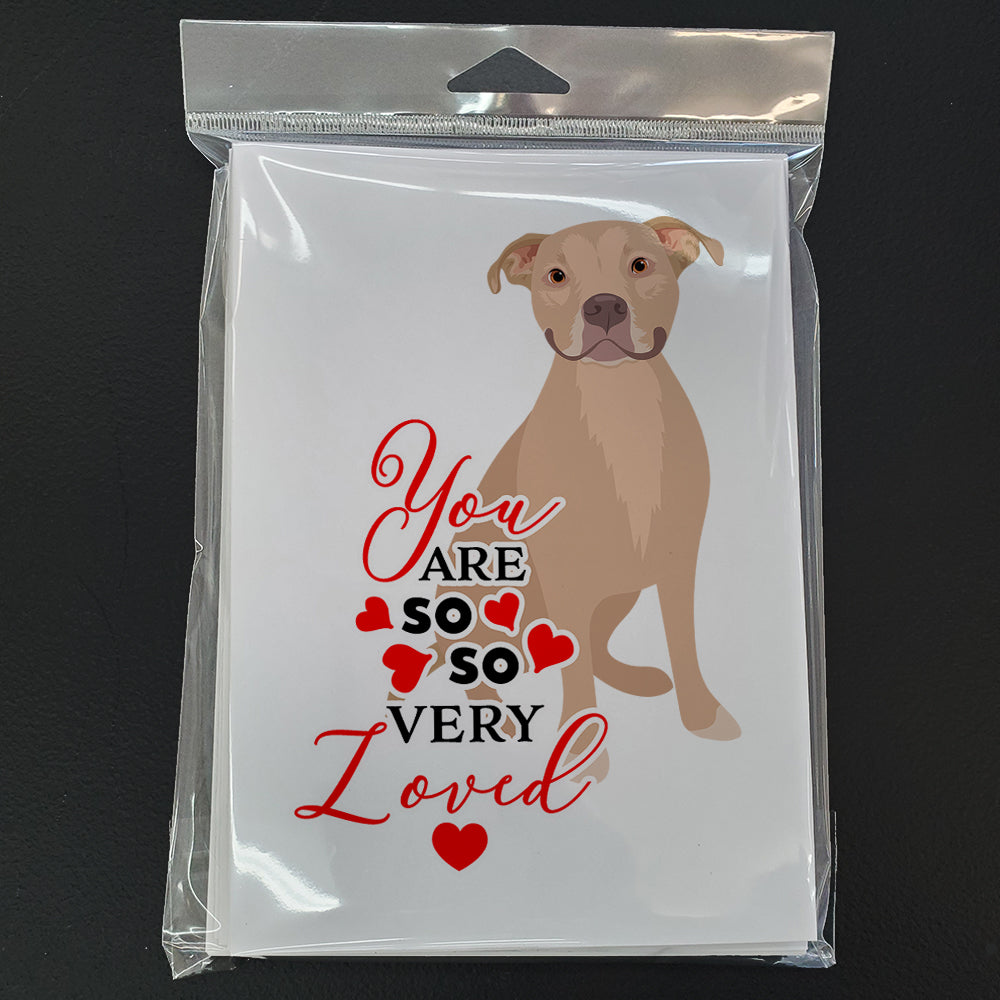 Pit Bull Fawn #1 so Loved Greeting Cards Pack of 8 Blank Cards with Envelopes Whimsical A7 Size 5x7