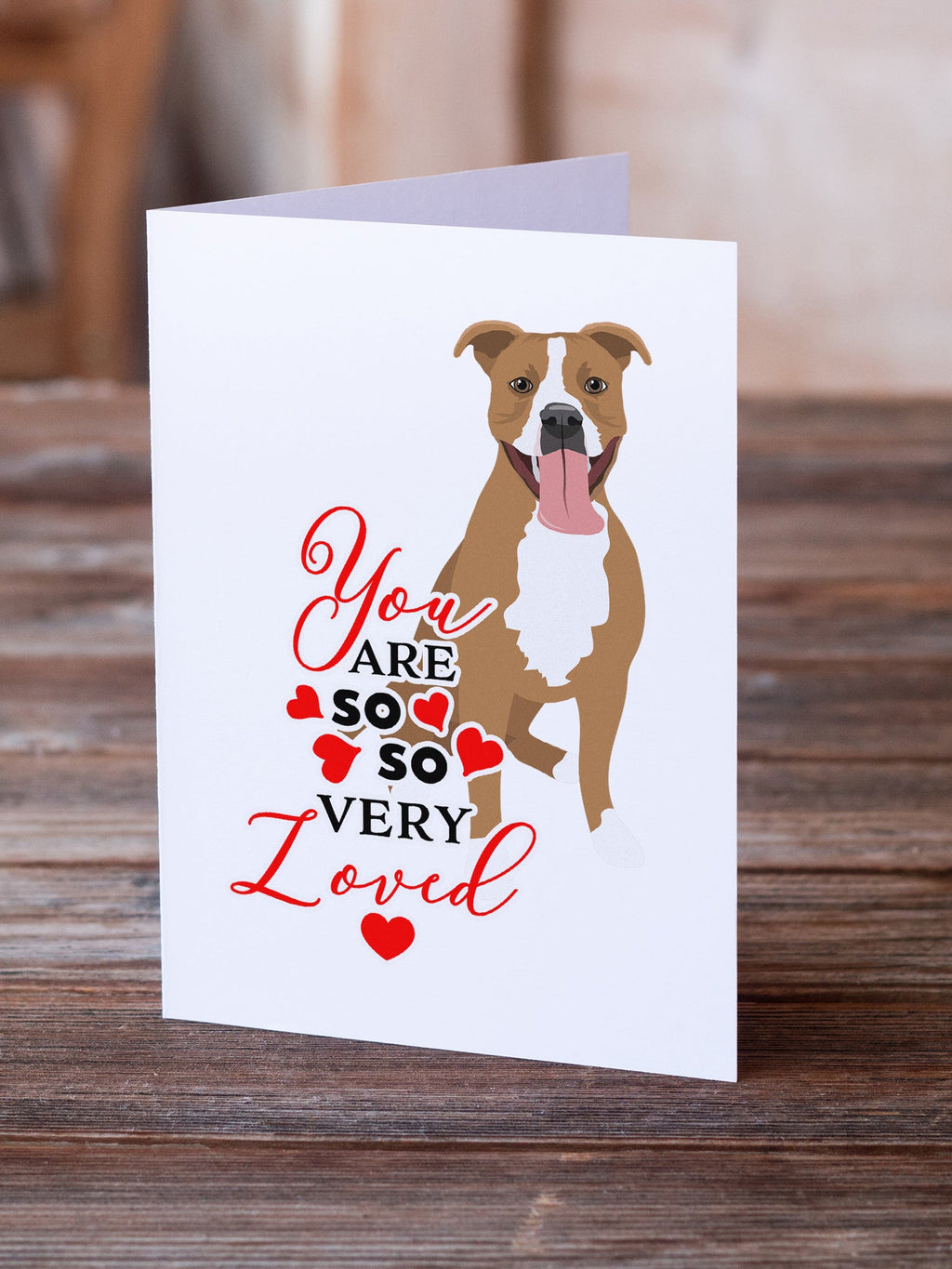 Pit Bull Fawn #2 so Loved Greeting Cards Pack of 8 Blank Cards with Envelopes Whimsical A7 Size 5x7