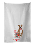 Pit Bull Fawn #2 so Loved Kitchen Towel Set of 2 White Dish Towels Decorative Bathroom Hand towel for Hand, Face, Hair, Yoga, Tea, Dishcloth, 19 X 28", White