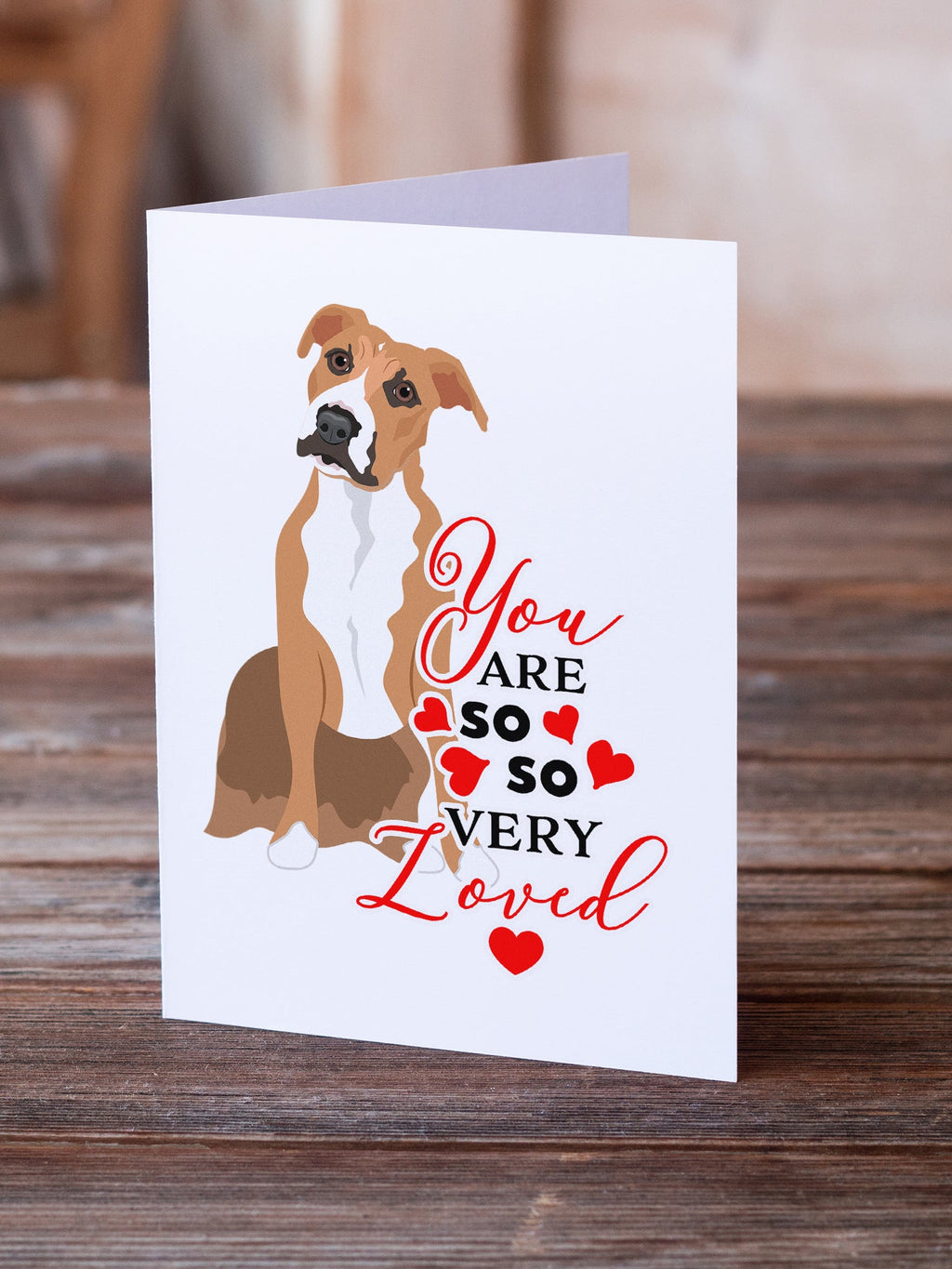 Pit Bull Fawn #3 so Loved Greeting Cards Pack of 8 Blank Cards with Envelopes Whimsical A7 Size 5x7
