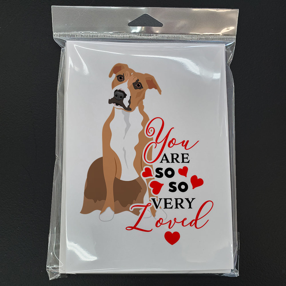 Pit Bull Fawn #3 so Loved Greeting Cards Pack of 8 Blank Cards with Envelopes Whimsical A7 Size 5x7
