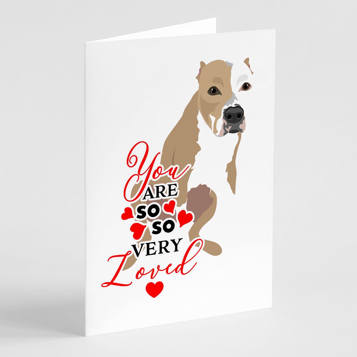Pit Bull Fawn #4 so Loved Greeting Cards Pack of 8 Blank Cards with Envelopes Whimsical A7 Size 5x7