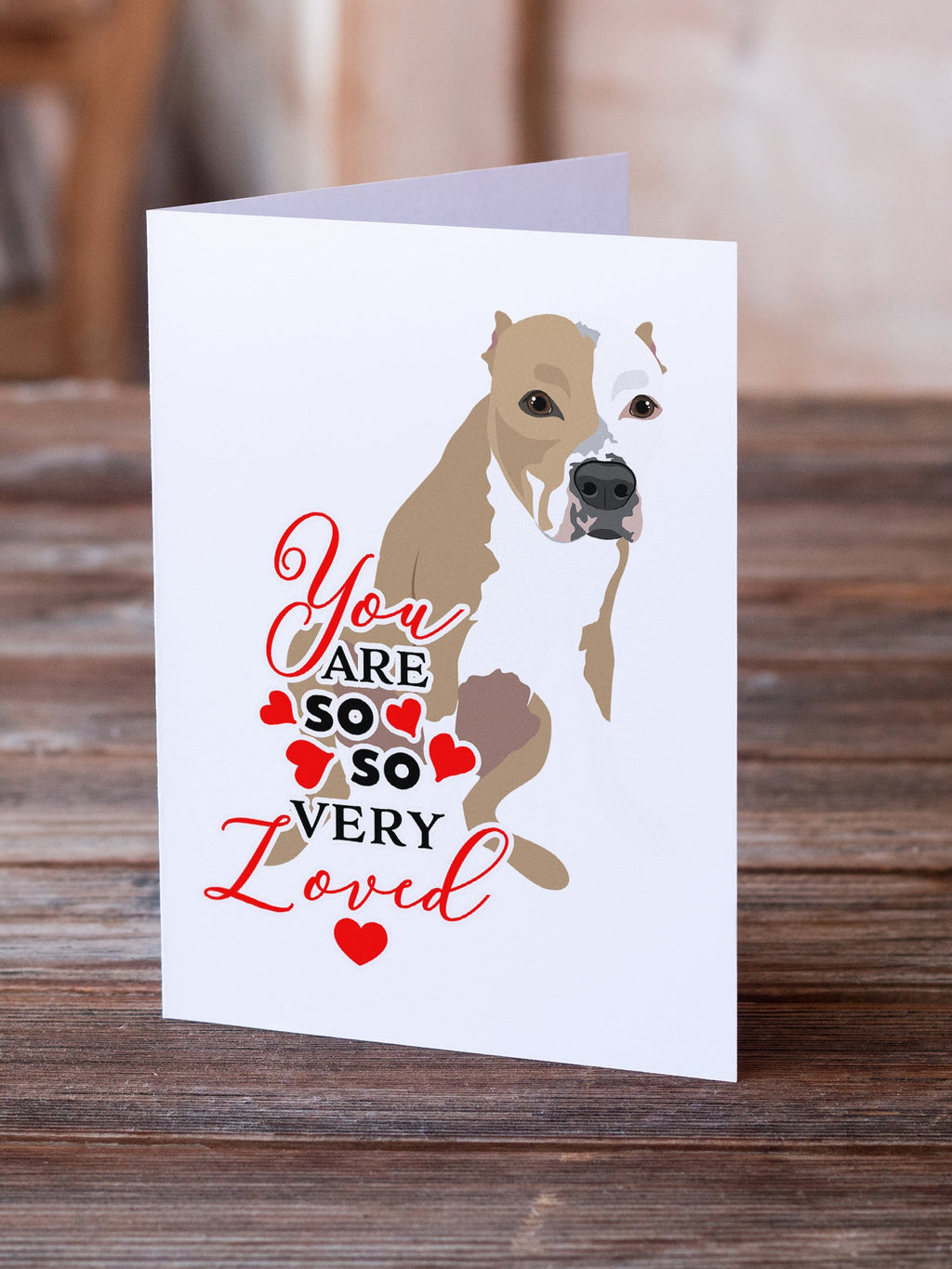 Pit Bull Fawn #4 so Loved Greeting Cards Pack of 8 Blank Cards with Envelopes Whimsical A7 Size 5x7