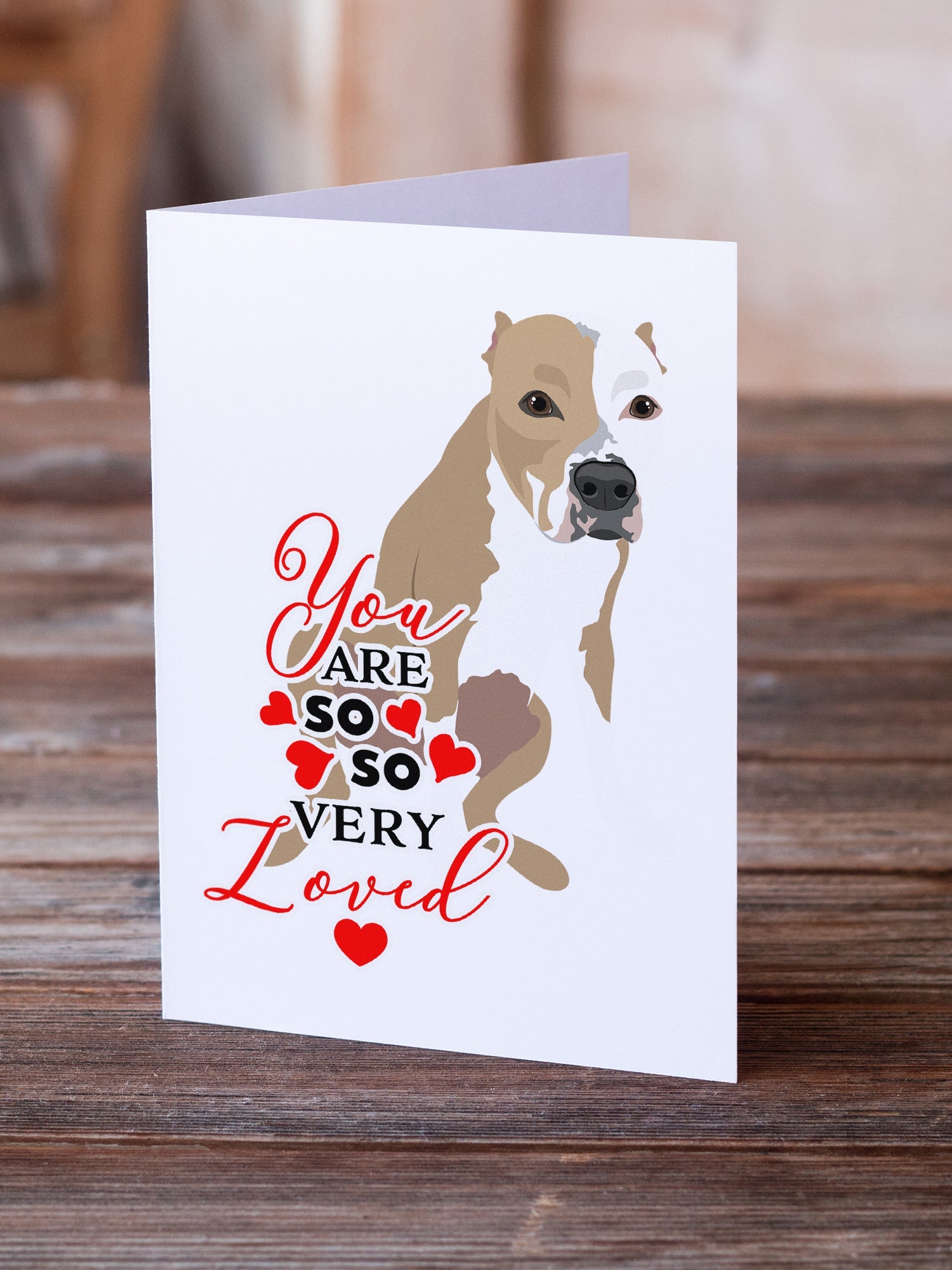 Pit Bull Fawn #4 so Loved Greeting Cards Pack of 8 Blank Cards with Envelopes Whimsical A7 Size 5x7