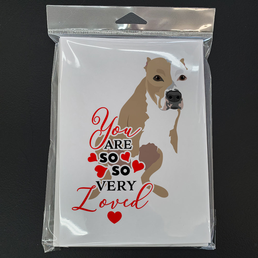 Pit Bull Fawn #4 so Loved Greeting Cards Pack of 8 Blank Cards with Envelopes Whimsical A7 Size 5x7