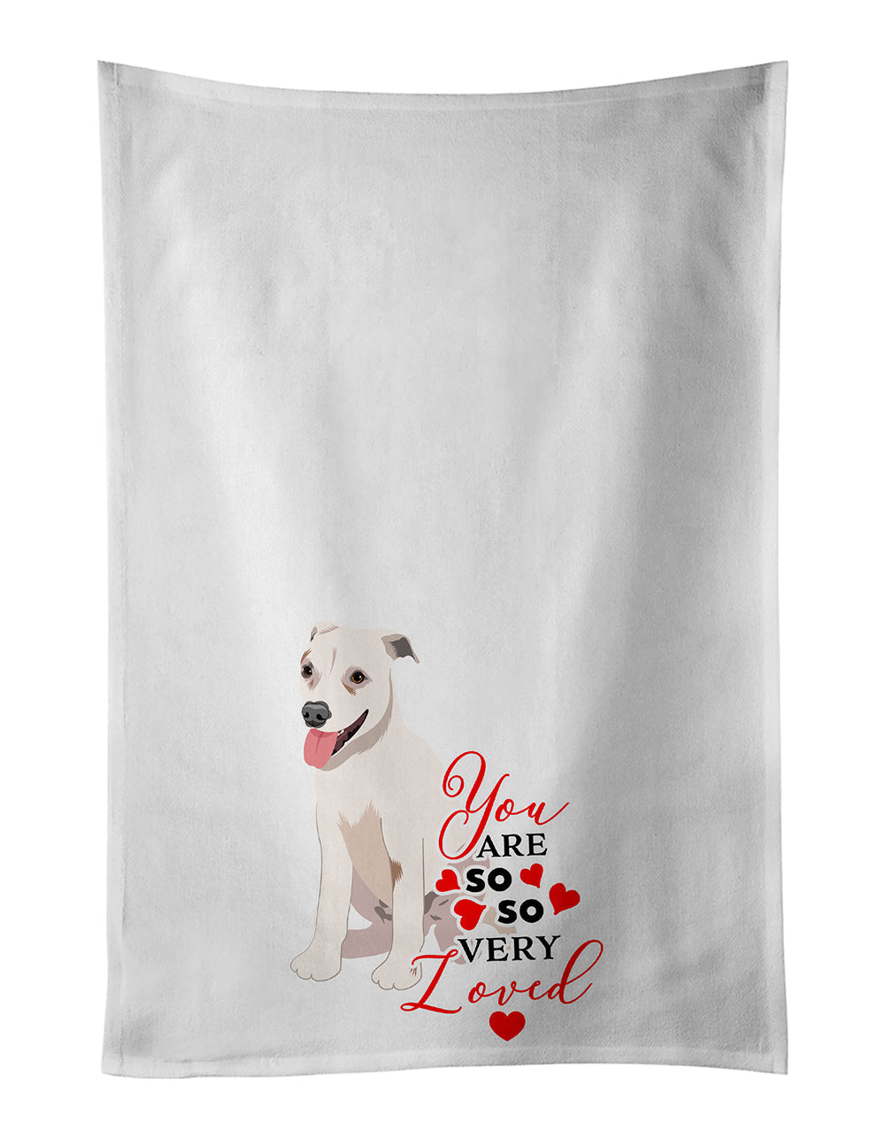 Pit Bull Puppy so Loved Kitchen Towel Set of 2 White Dish Towels Decorative Bathroom Hand towel for Hand, Face, Hair, Yoga, Tea, Dishcloth, 19 X 28", White