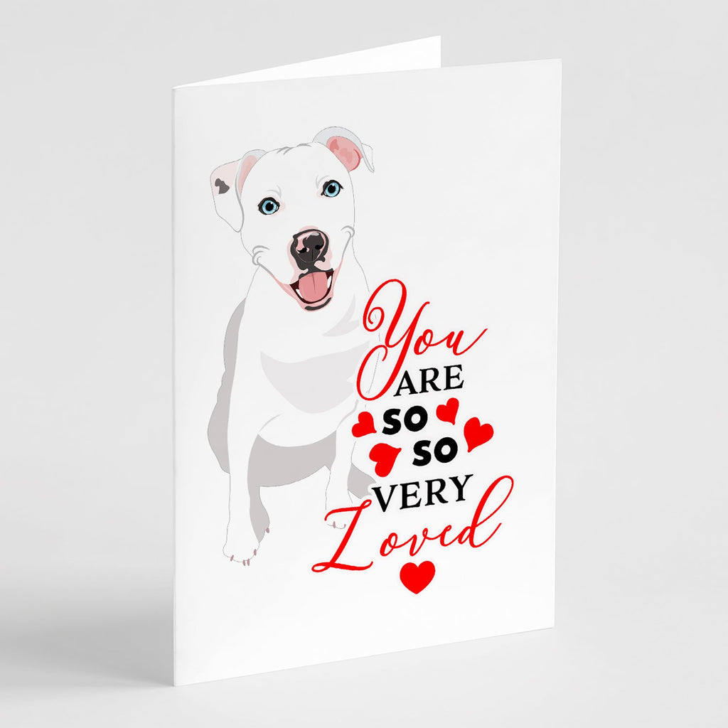 Pit Bull White #1 so Loved Greeting Cards Pack of 8 Blank Cards with Envelopes Whimsical A7 Size 5x7