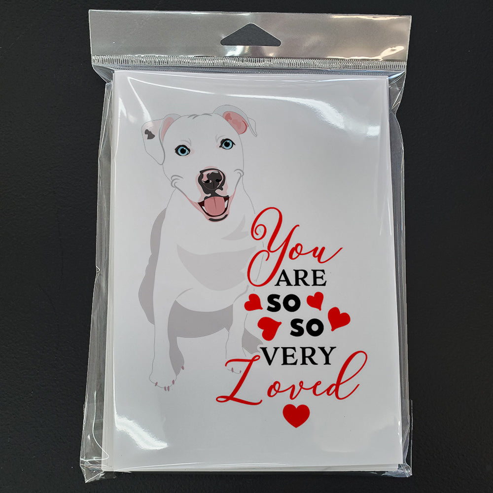Pit Bull White #1 so Loved Greeting Cards Pack of 8 Blank Cards with Envelopes Whimsical A7 Size 5x7