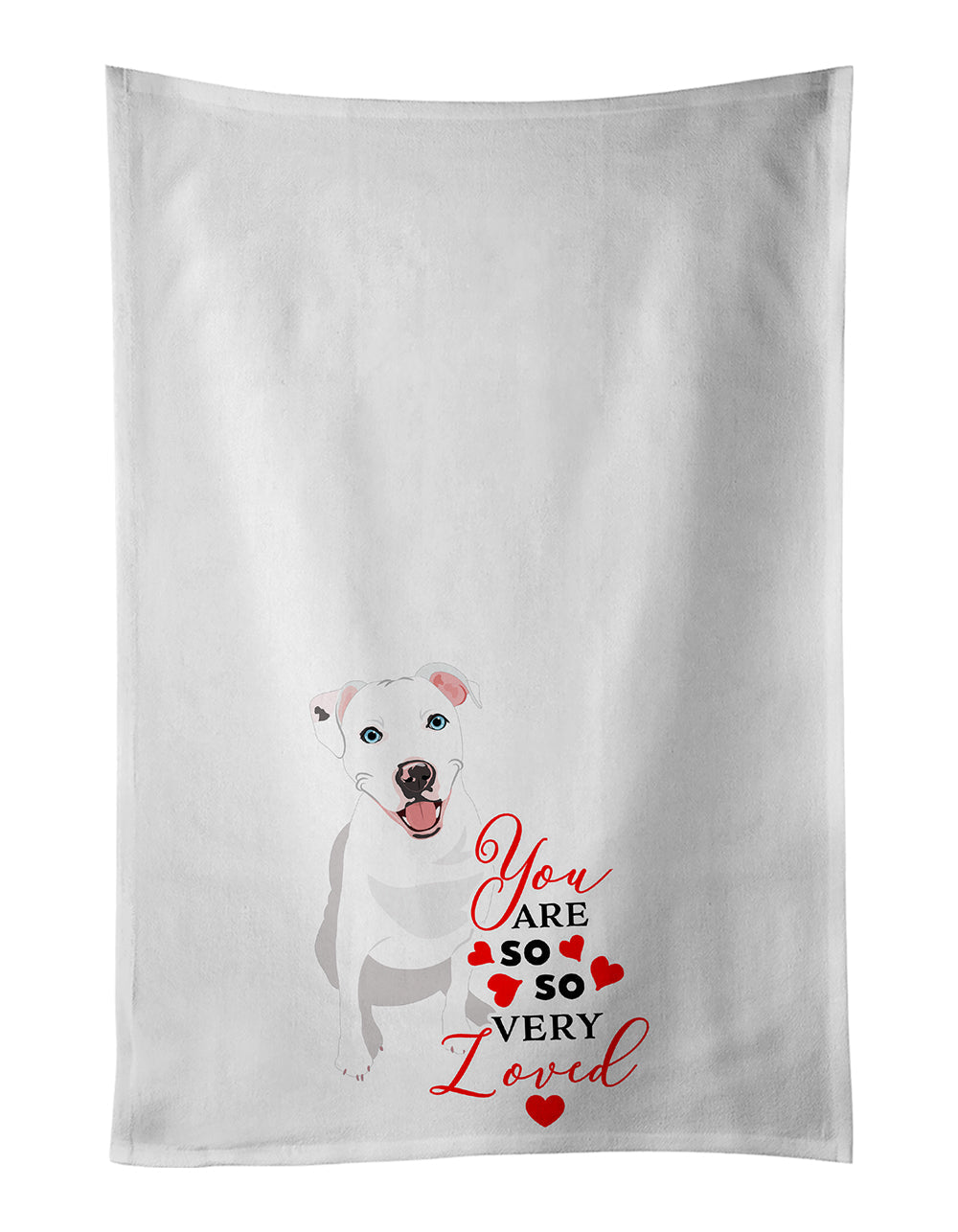Pit Bull White #1 so Loved Kitchen Towel Set of 2 White Dish Towels Decorative Bathroom Hand towel for Hand, Face, Hair, Yoga, Tea, Dishcloth, 19 X 28", White