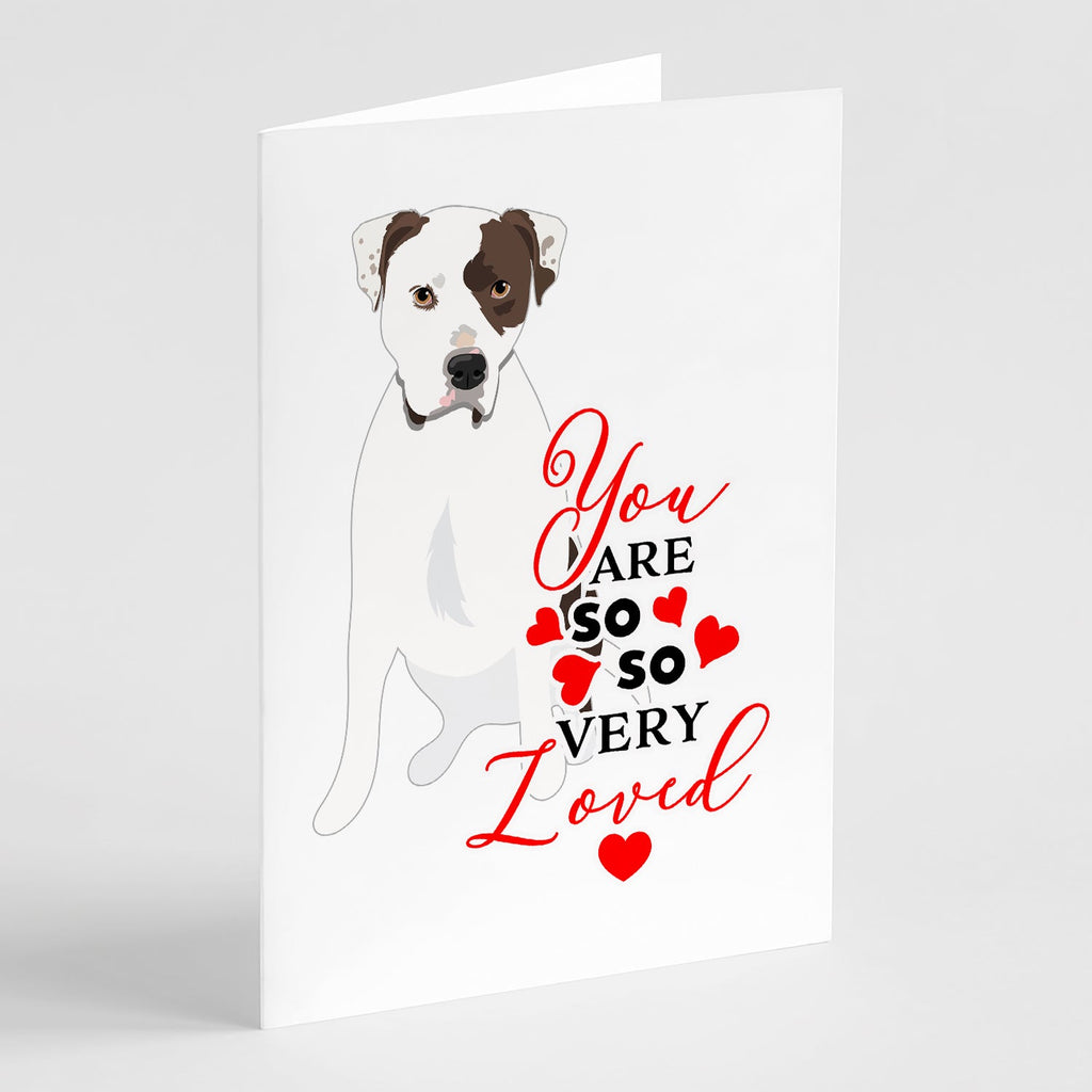 Pit Bull White #2 so Loved Greeting Cards Pack of 8 Blank Cards with Envelopes Whimsical A7 Size 5x7